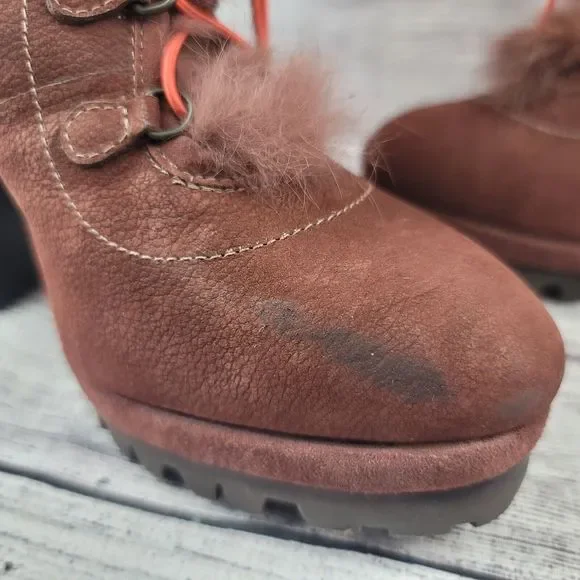 Schutz Dalenna Rabbit Hair Boots Size 8 B - Picture 3 of 9